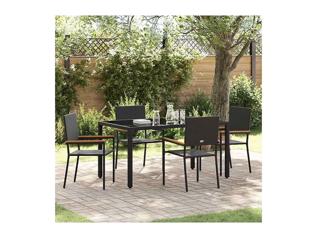 Ensemble de salle à manger pour jardin 5 pcs Noir