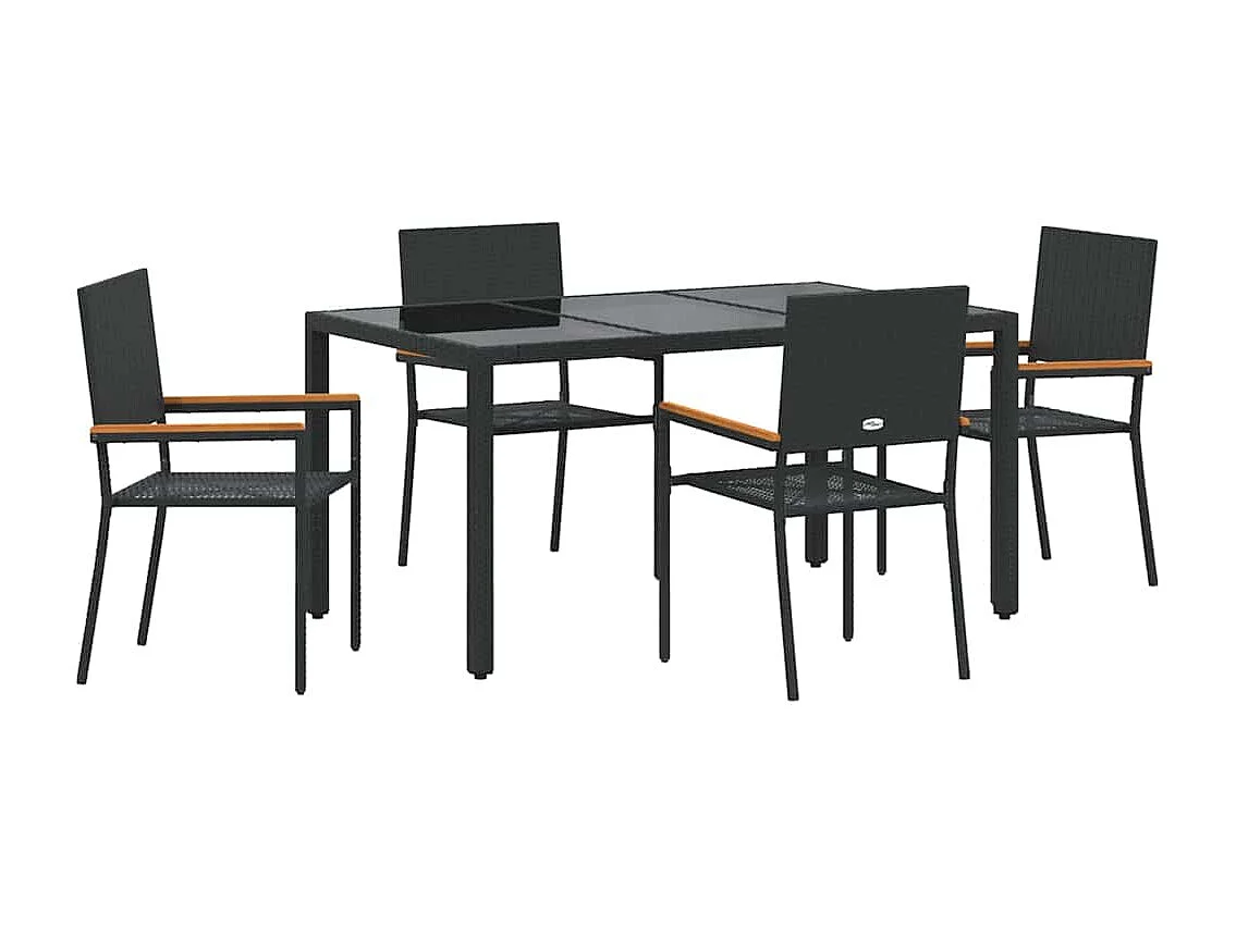 Juego de comedor de jardín de 5 piezas negro