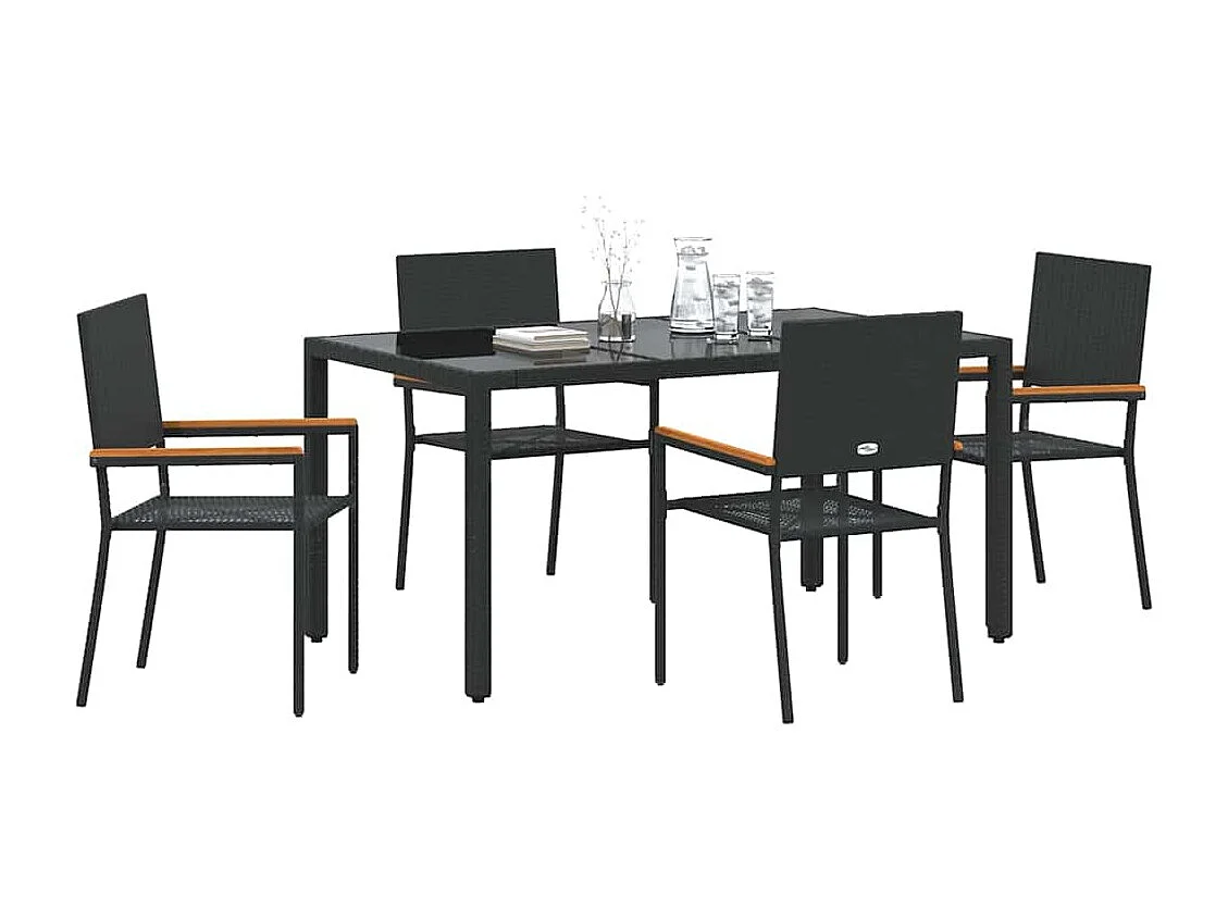 Juego de comedor de jardín de 5 piezas negro