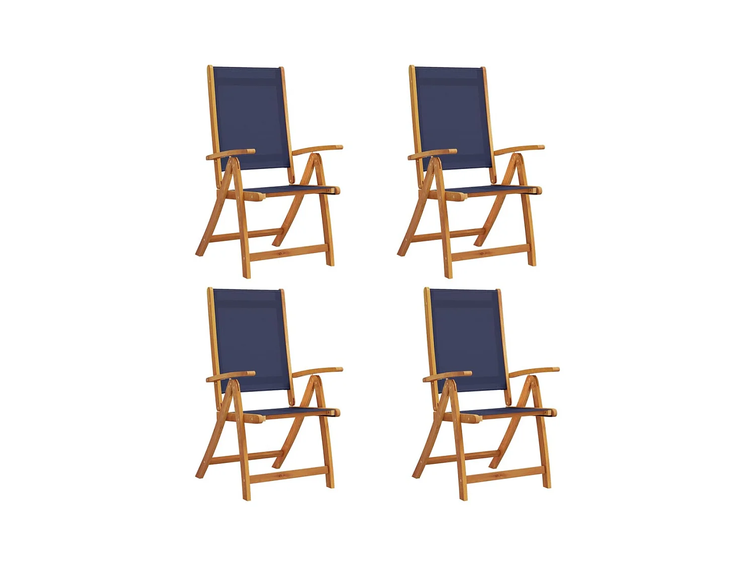 Set van 4 opvouwbare tuinstoelen, acaciahout en textileen