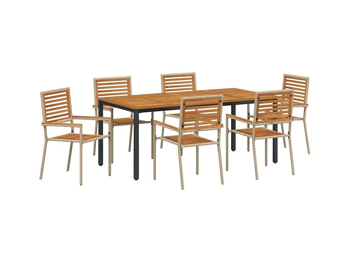 Ensemble de salle à manger pour jardin 7 pcs Beige