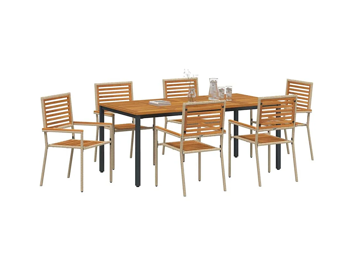 Ensemble de salle à manger pour jardin 7 pcs Beige