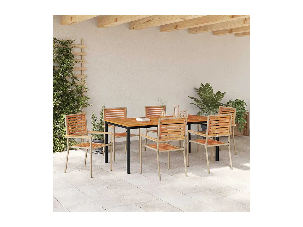 Ensemble de salle à manger pour jardin 7 pcs Beige
