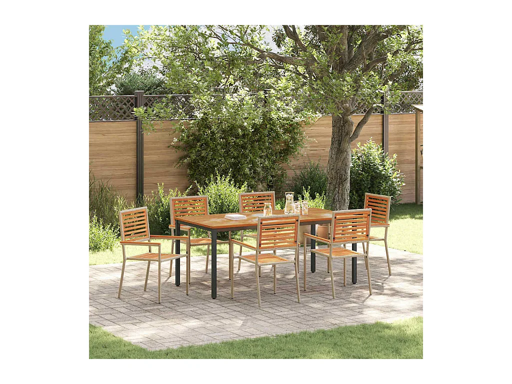 Set da pranzo da giardino 7 pezzi, beige