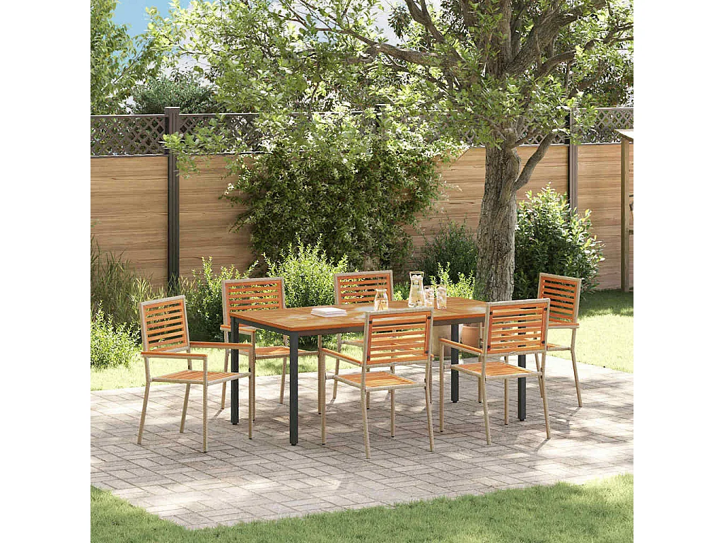 Set da pranzo da giardino 7 pezzi, beige