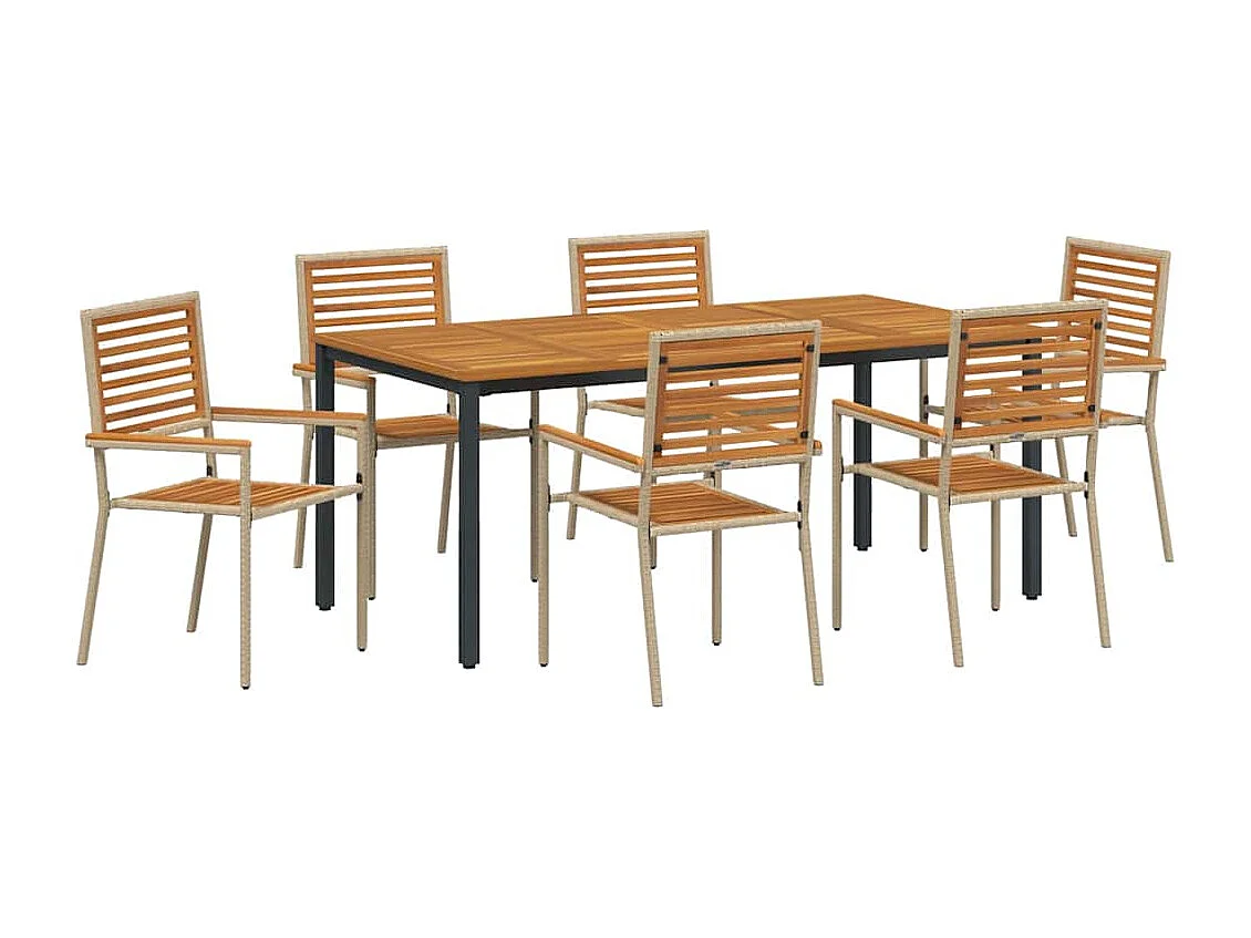 Set da pranzo da giardino 7 pezzi, beige
