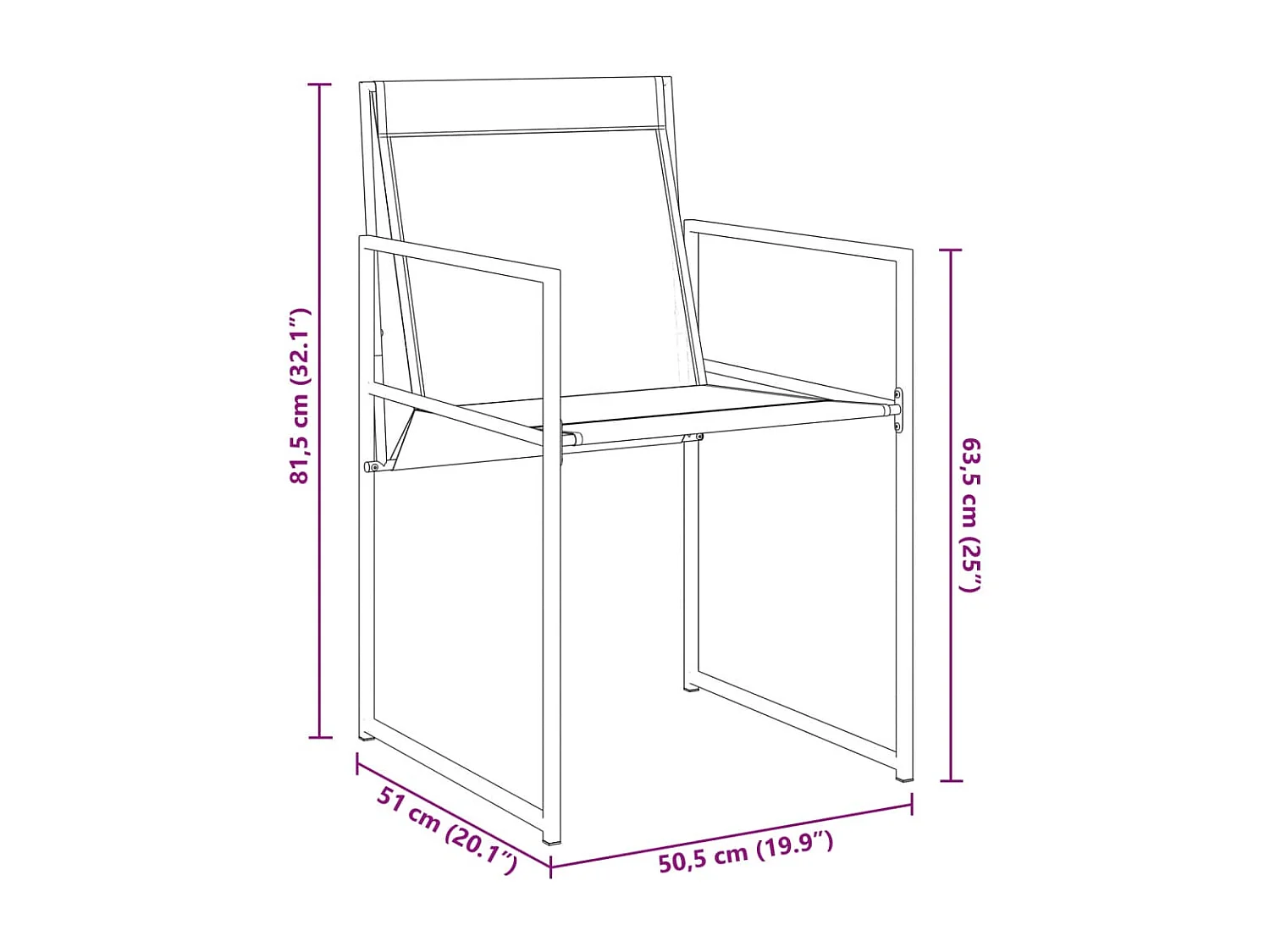 Chaises de jardin 4 pcs noir acier et textilène