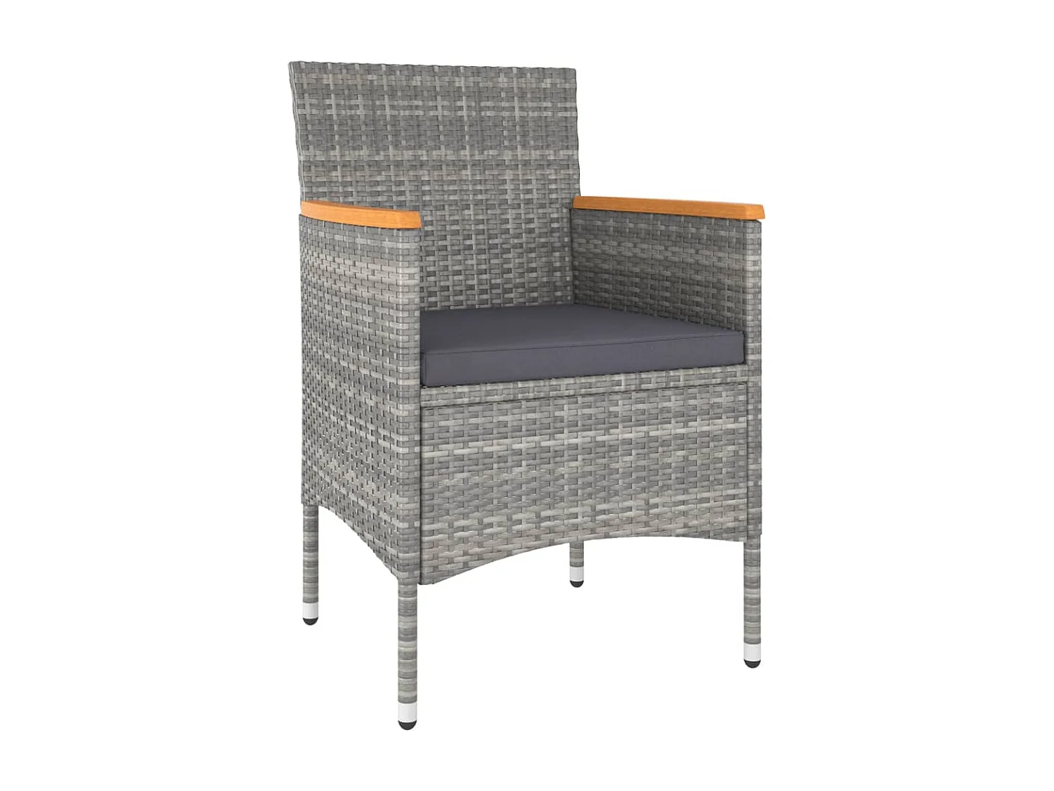 Jeu de chaise et tabouret de jardin 4 pcs Résine tressée Gris