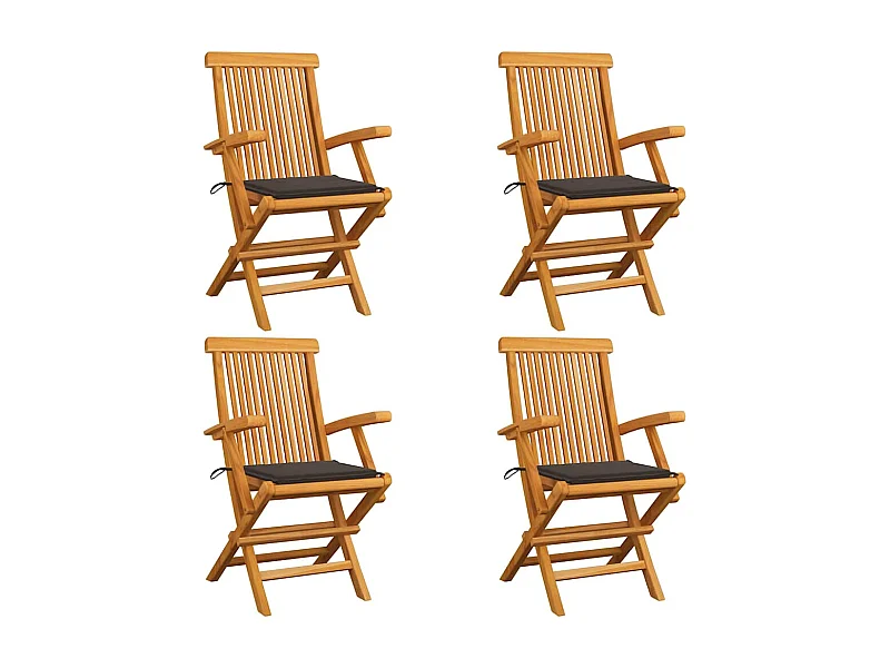 Taupe Gartenstühle und Kissen 4er-Set Massivholz Teak
