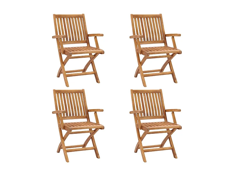 Set di 4 sedie da giardino pieghevoli in legno massello di teak