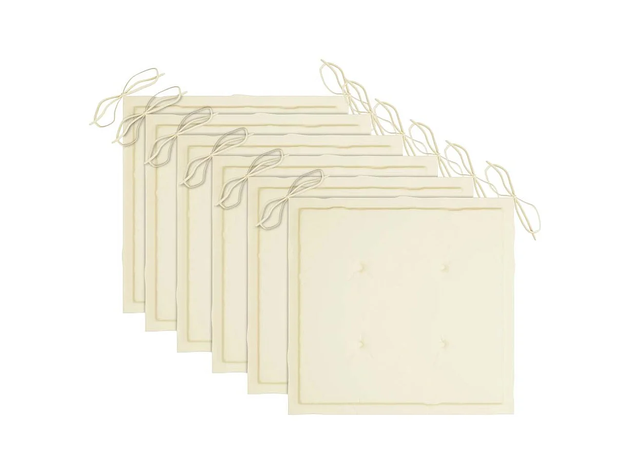 Chaises de jardin et coussins crème lot de 6 Bois teck massif