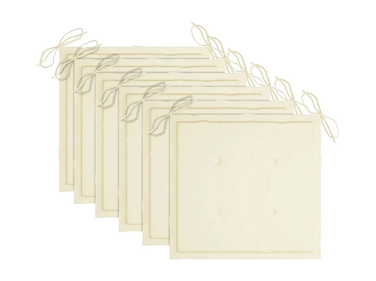 Chaises de jardin et coussins crème lot de 6 Bois teck massif