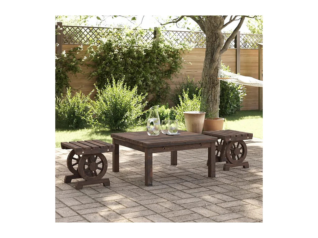 Repose-pieds de jardin lot de 2 bois de sapin massif