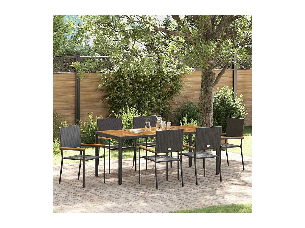 Ensemble de salle à manger pour jardin 7 pcs Noir