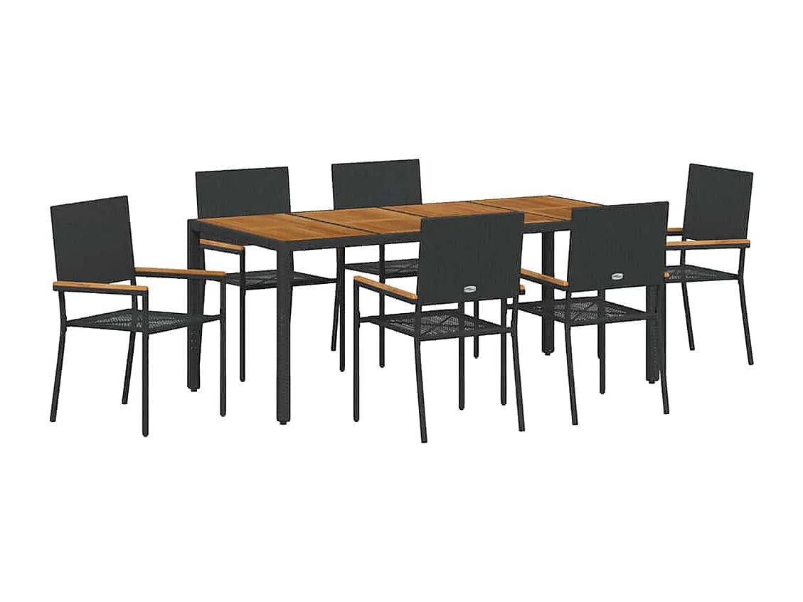 Ensemble de salle à manger pour jardin 7 pcs Noir