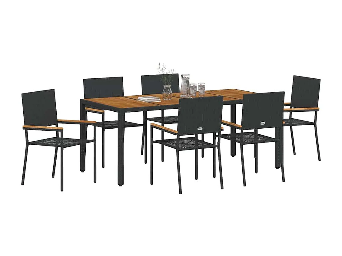 Ensemble de salle à manger pour jardin 7 pcs Noir