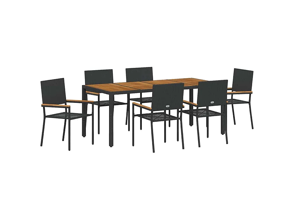 Set da pranzo da giardino 7 pezzi nero