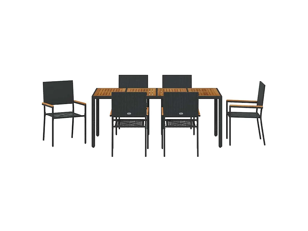 Set da pranzo da giardino 7 pezzi nero