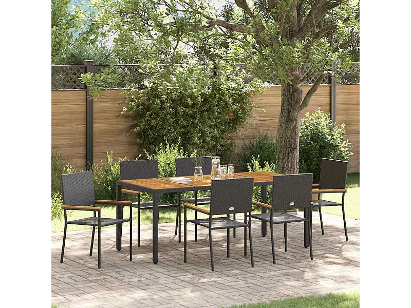 Ensemble de salle à manger pour jardin 7 pcs Noir