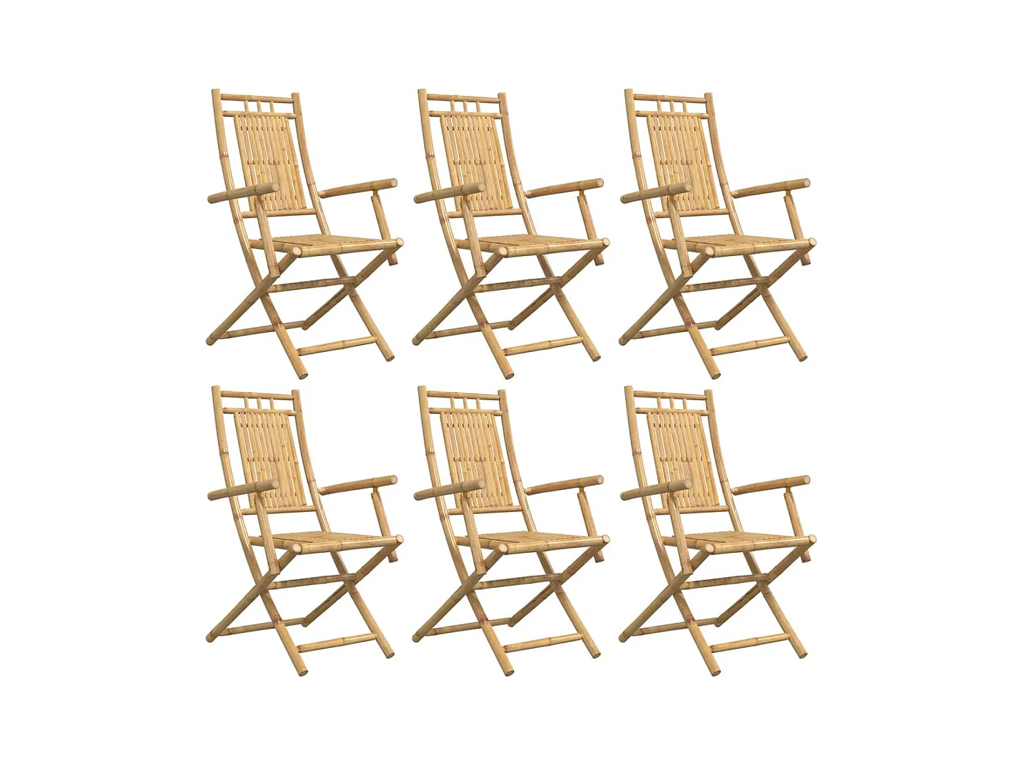 Juego de 6 sillas de jardín plegables de bambú 53x66x99 cm