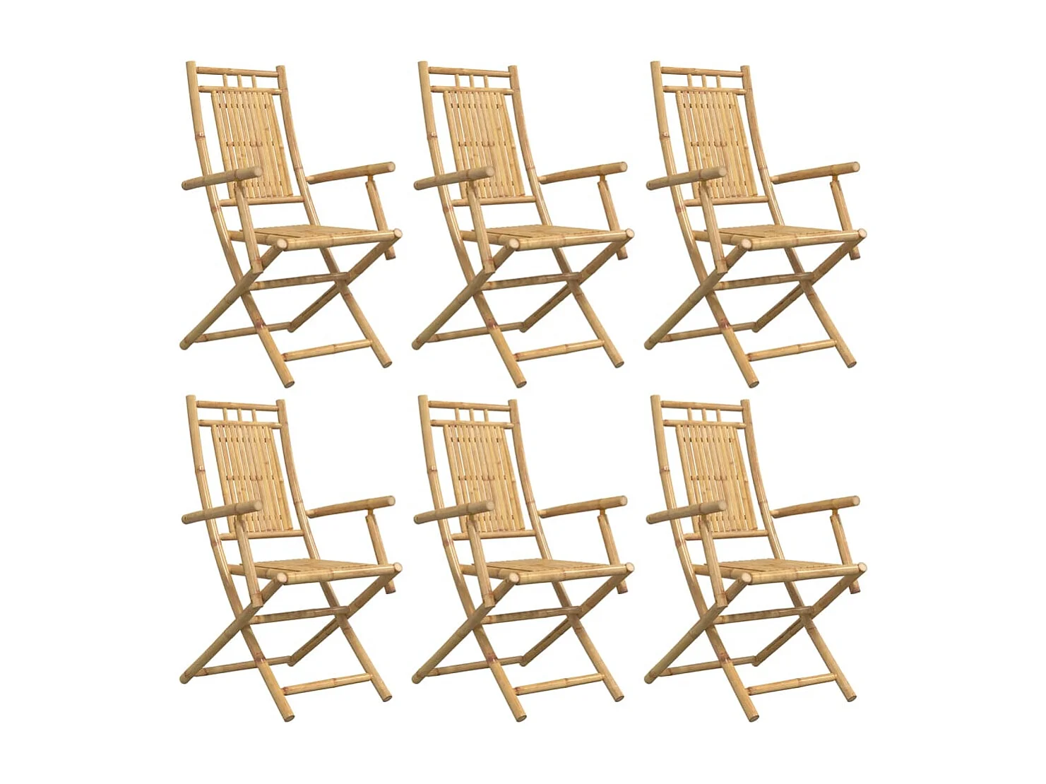 Set di 6 sedie pieghevoli da giardino in bambù 53x66x99 cm