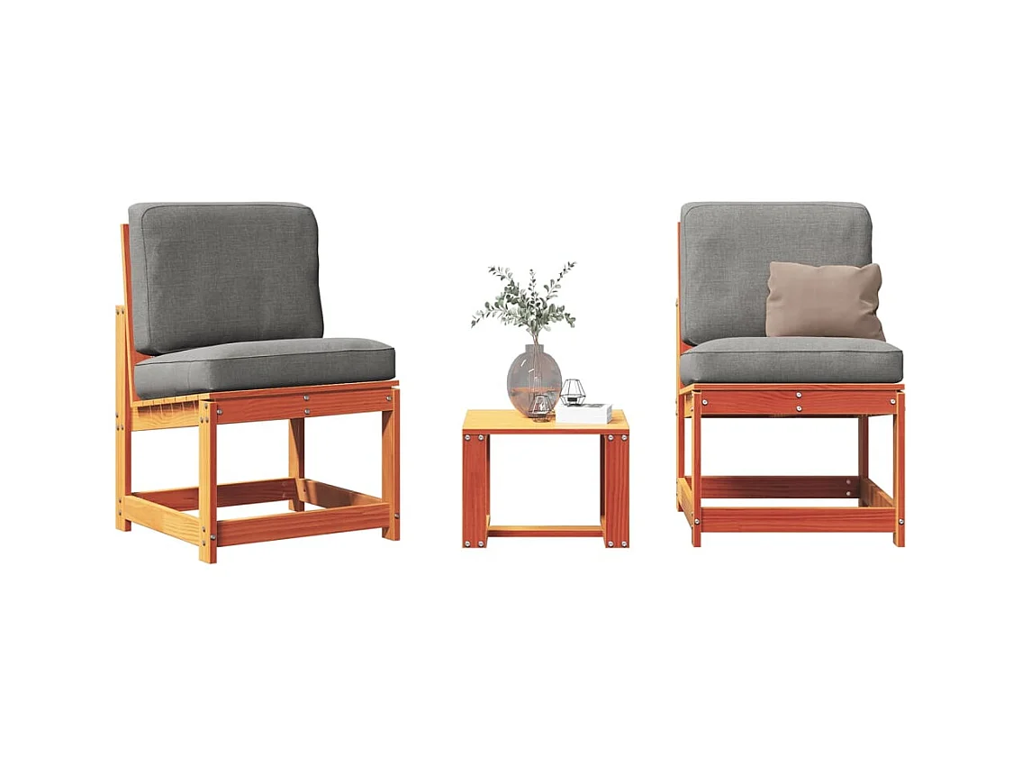 3-delige tuinmeubelset, bruine was, massief grenenhout