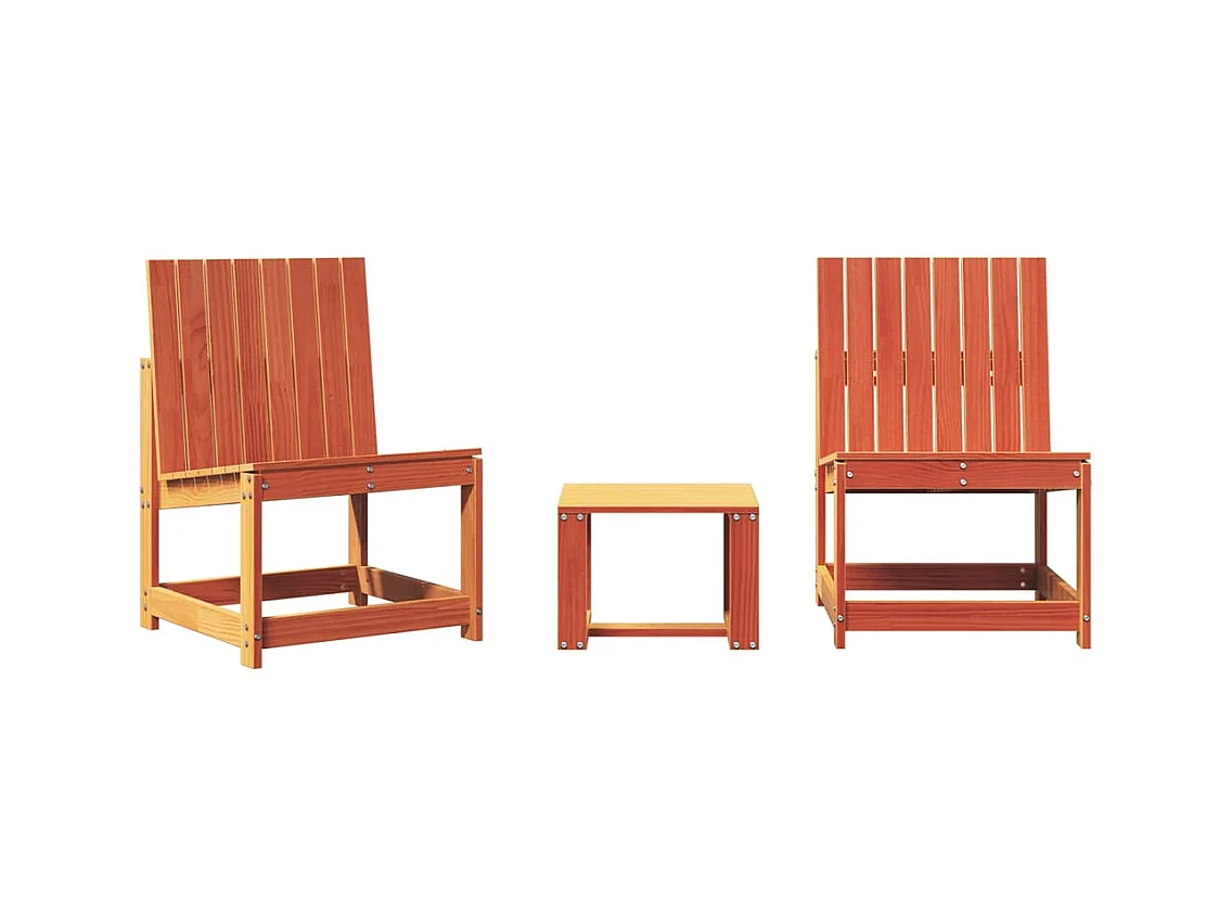 3-delige tuinmeubelset, bruine was, massief grenenhout