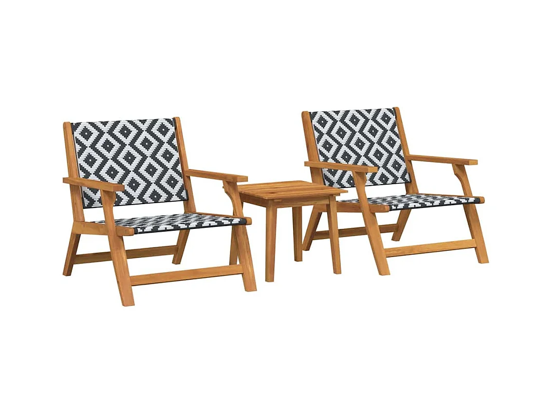 Chaises de jardin avec table 3 pcs Noir 45 x 45 x 40 cm