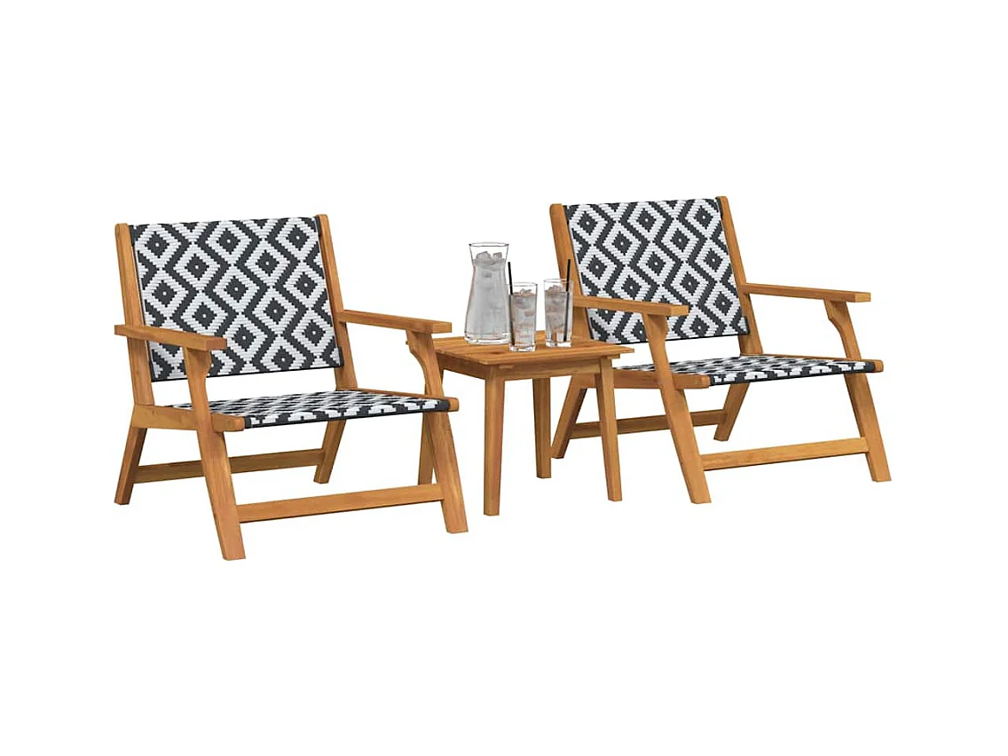 Chaises de jardin avec table 3 pcs Noir 45 x 45 x 40 cm