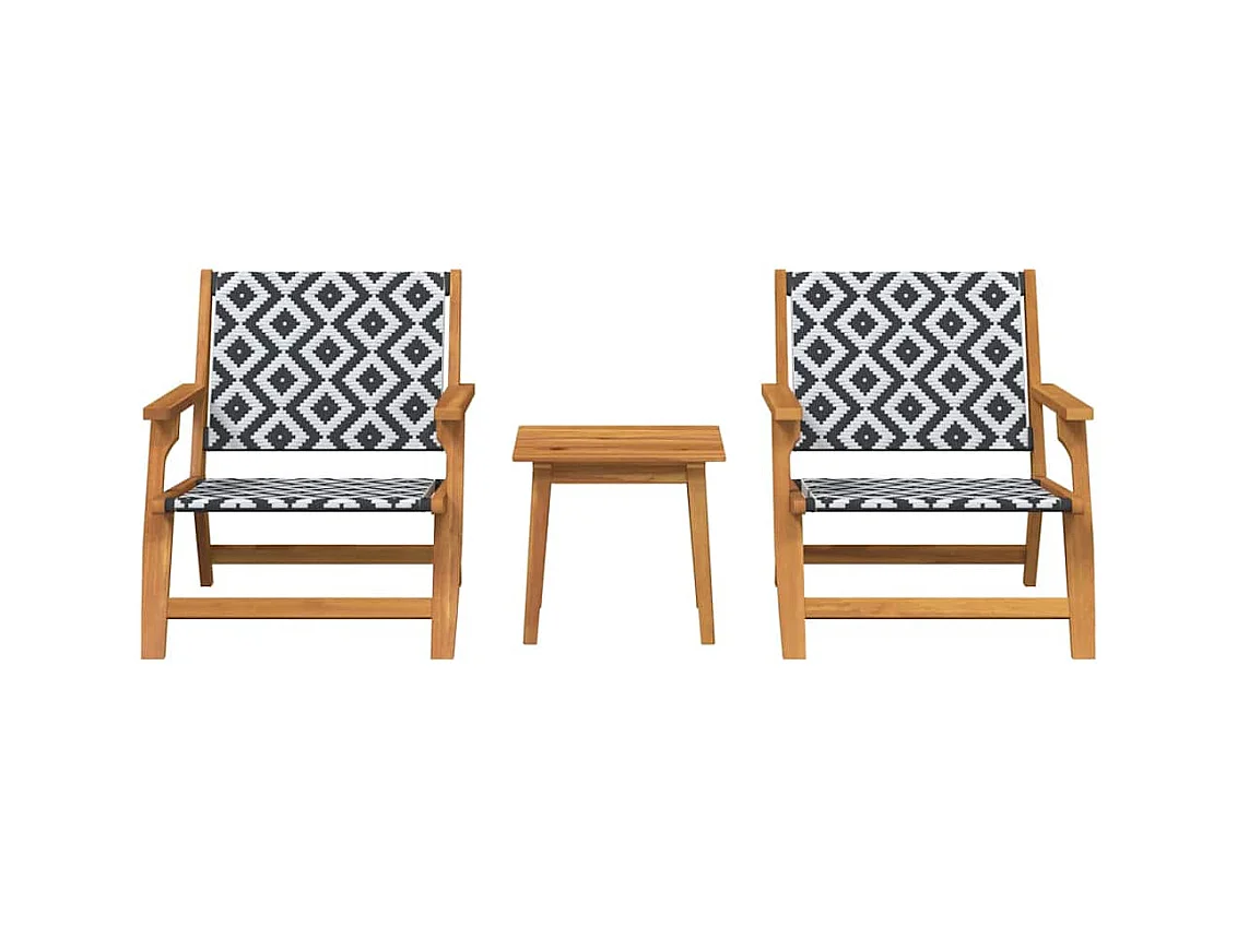 Chaises de jardin avec table 3 pcs Noir 45 x 45 x 40 cm