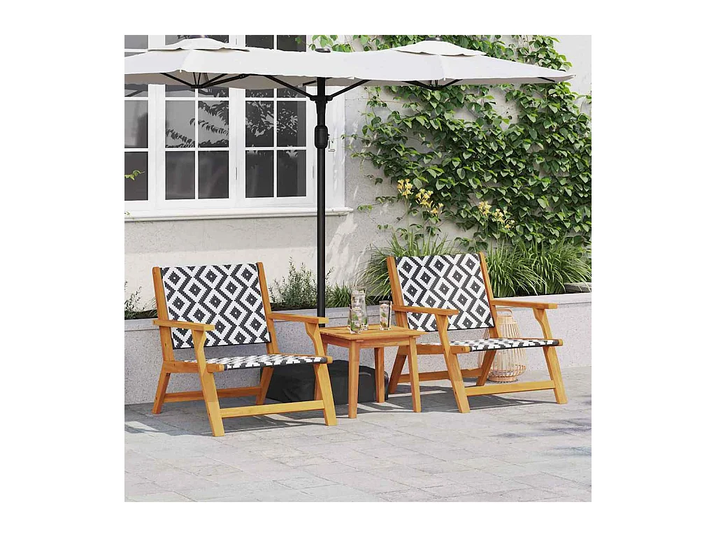 Chaises de jardin avec table 3 pcs Noir 45 x 45 x 40 cm
