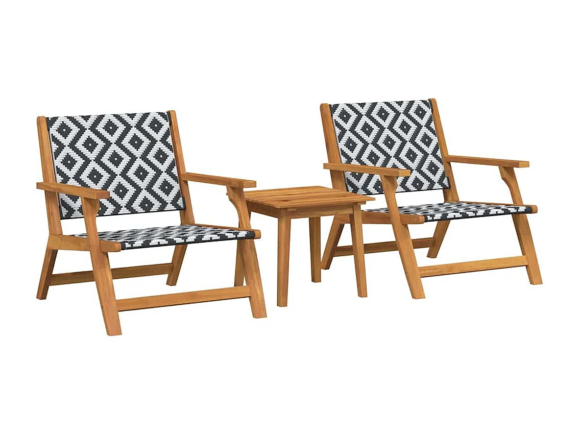 Chaises de jardin avec table 3 pcs Noir 45 x 45 x 40 cm