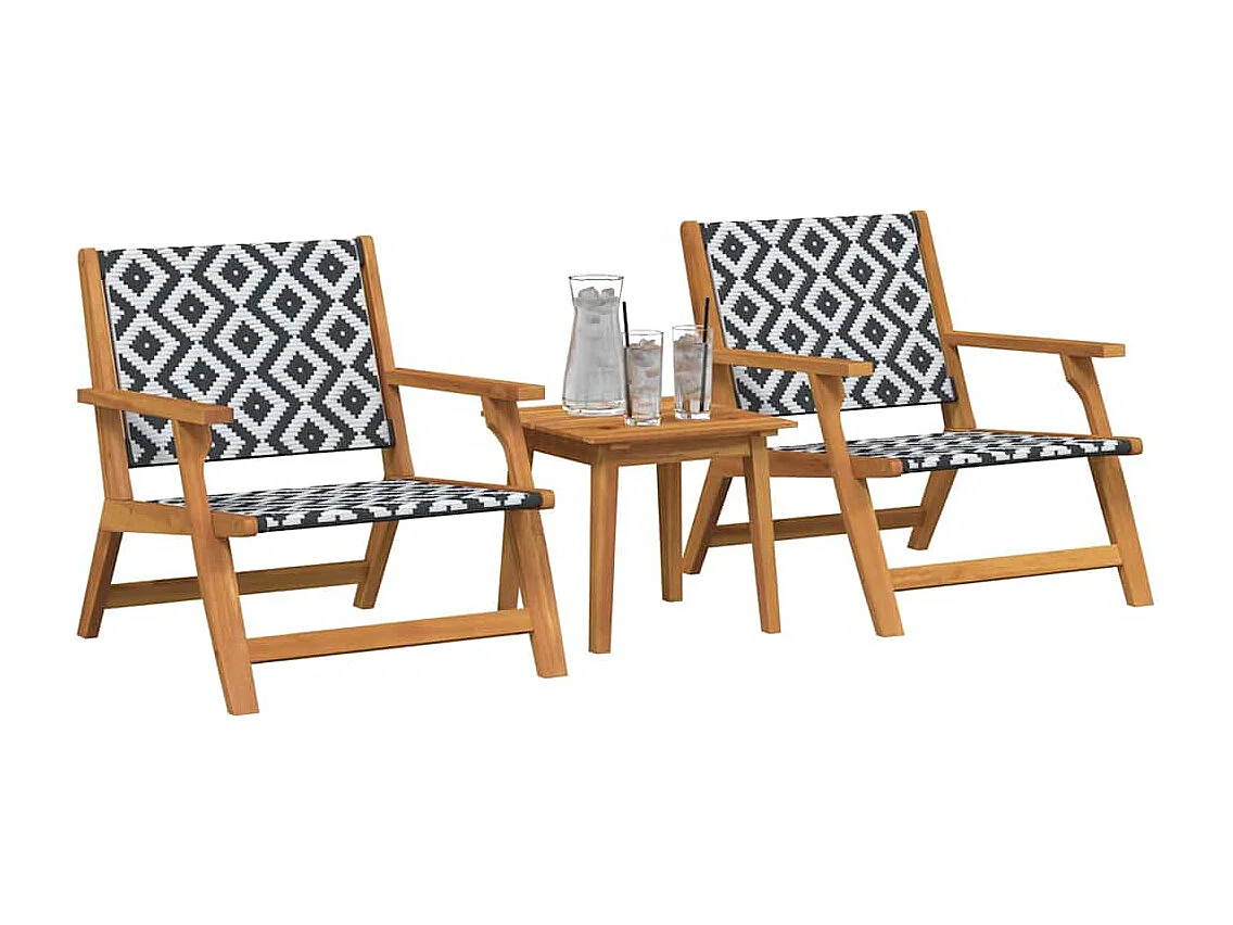 Chaises de jardin avec table 3 pcs Noir 45 x 45 x 40 cm