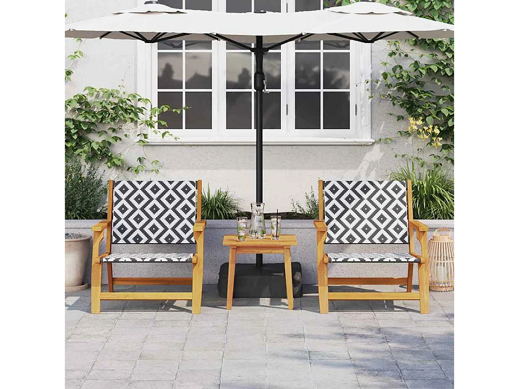Chaises de jardin avec table 3 pcs Noir 45 x 45 x 40 cm