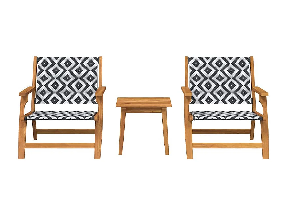 Chaises de jardin avec table 3 pcs Noir 45 x 45 x 40 cm