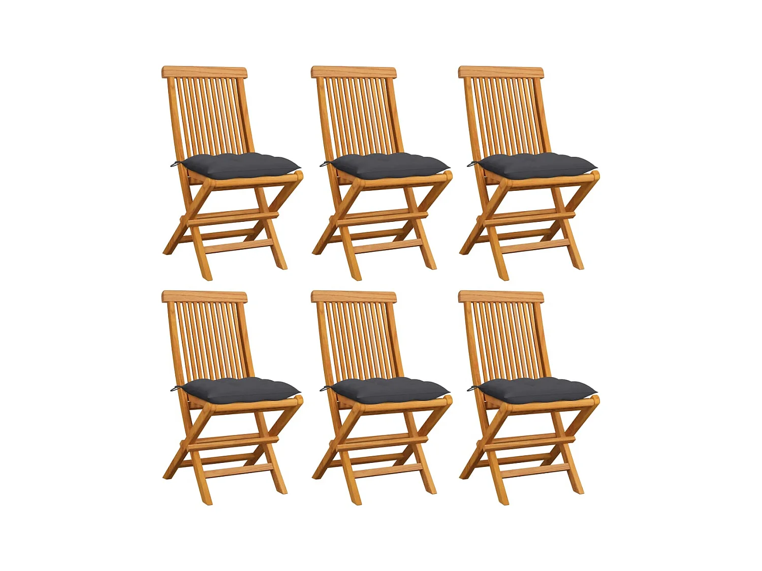 Chaises de jardin et coussins anthracite lot de 6 Bois de teck