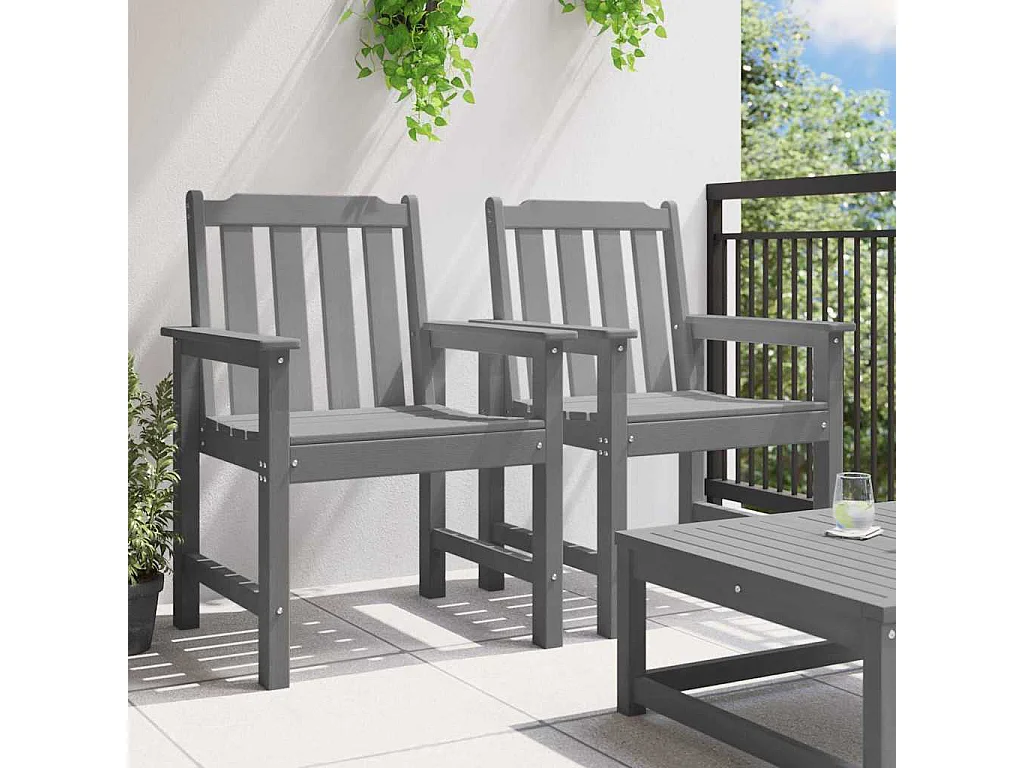 Sedia da giardino. 2 pezzi Grigio chiaro 65,5 x 59 x 88 cm Plastica