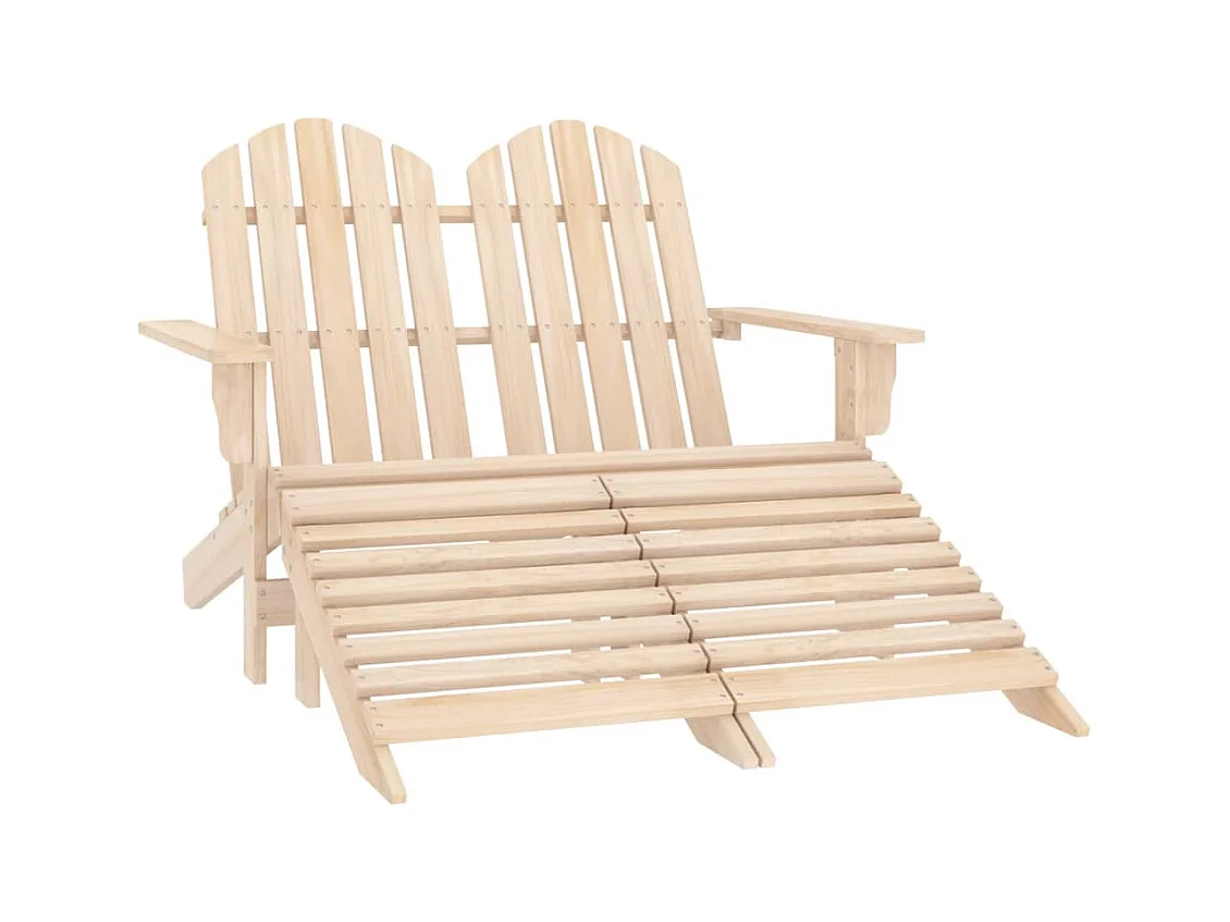 Chaise de jardin Adirondack 2 places et repose-pied sapin