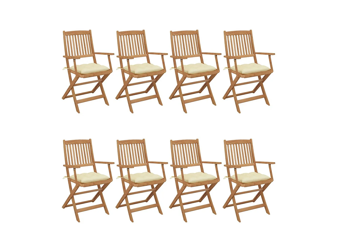 Set van 8 opvouwbare tuinstoelen met kussens Acaciahout