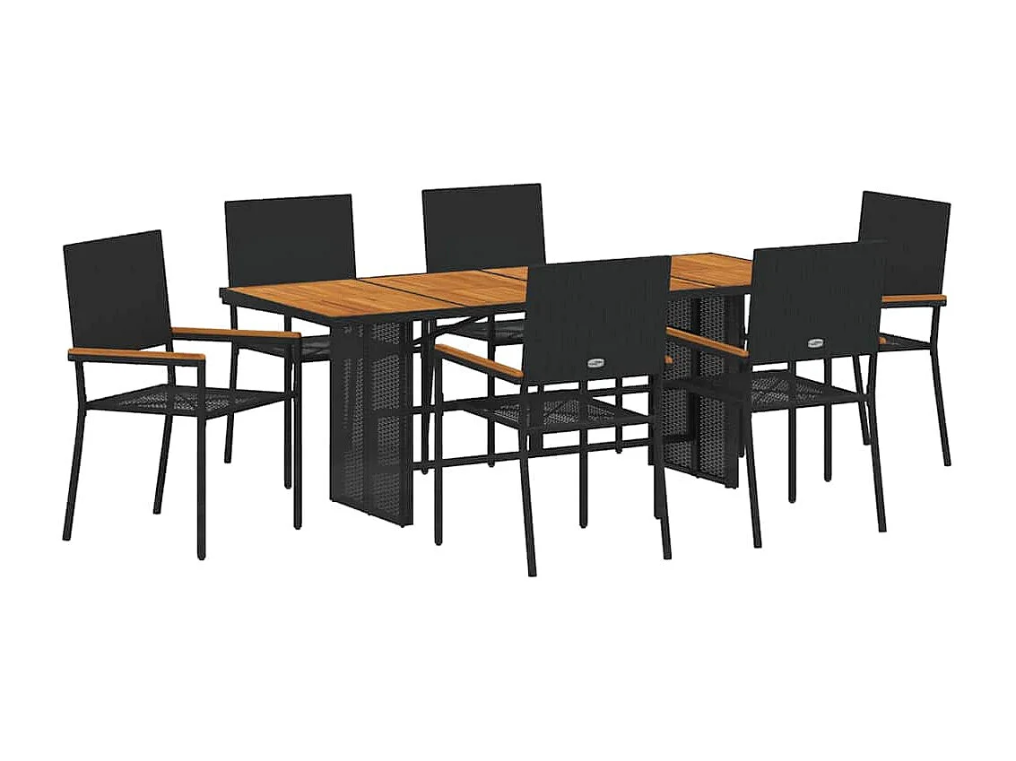 Ensemble de salle à manger pour jardin 7 pcs Noir, Marron
