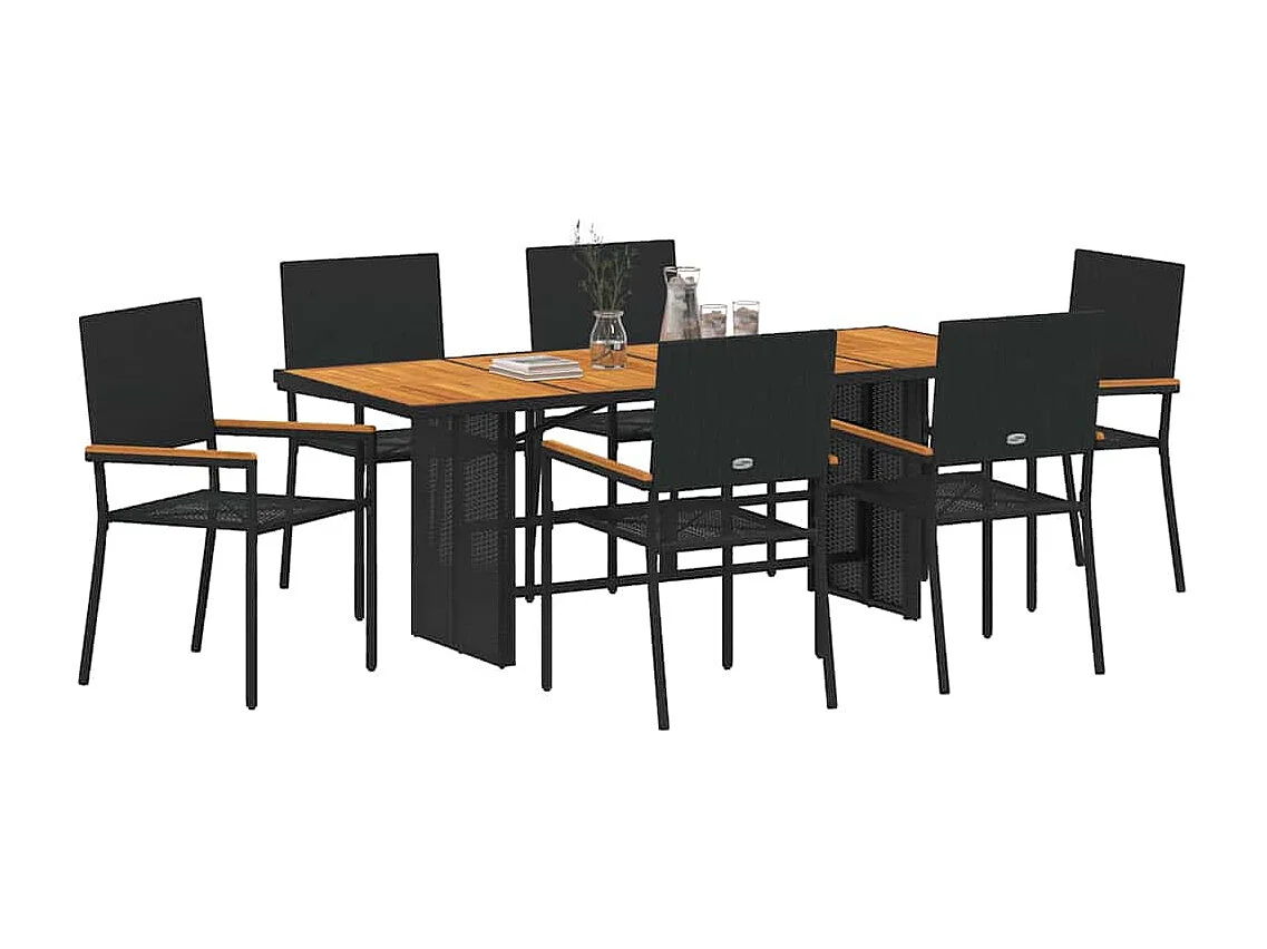Ensemble de salle à manger pour jardin 7 pcs Noir, Marron