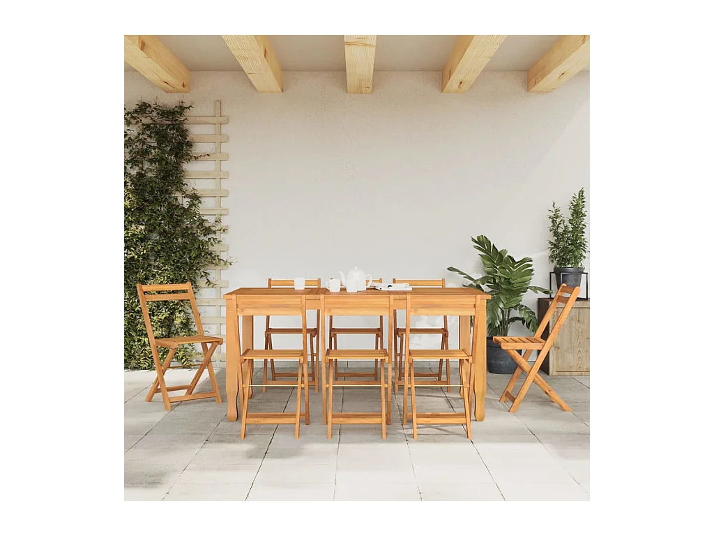 Set di 8 sedie pieghevoli da bistrot in legno massello di acacia