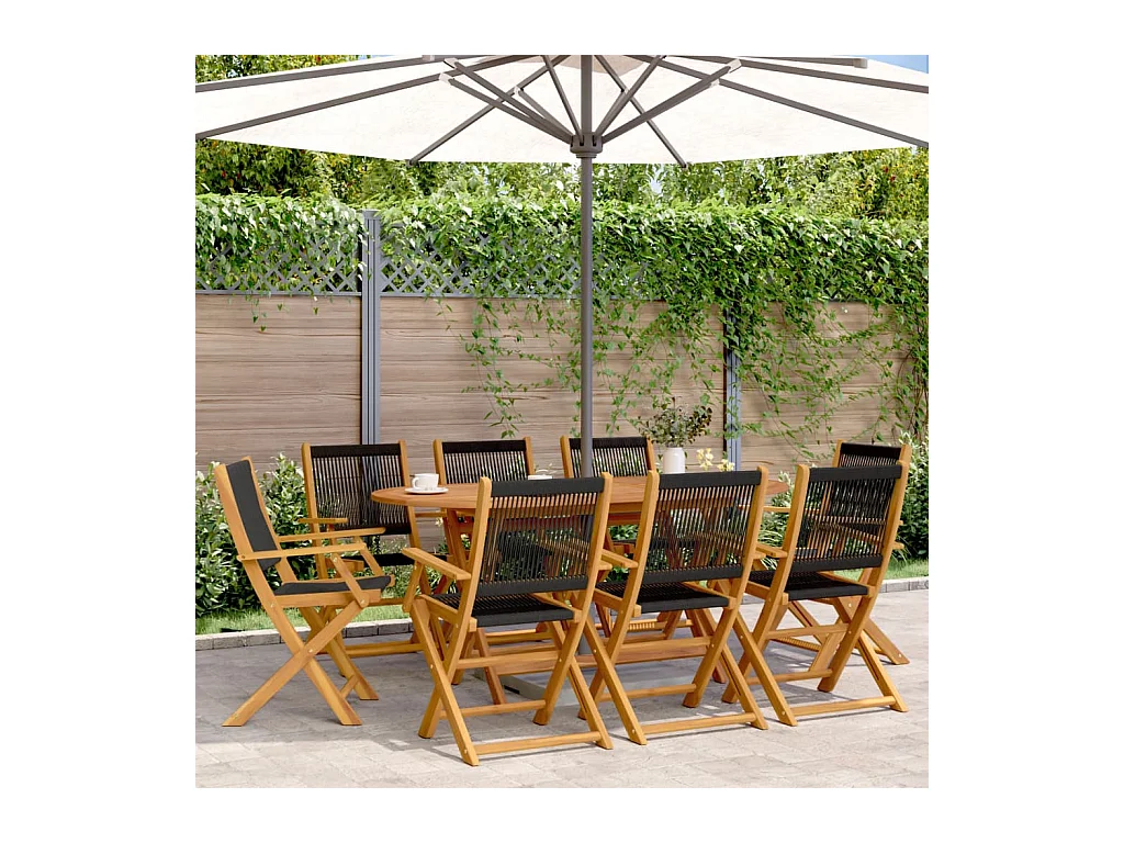 Opvouwbare tuinstoelen set van 8 zwart massief acaciahout