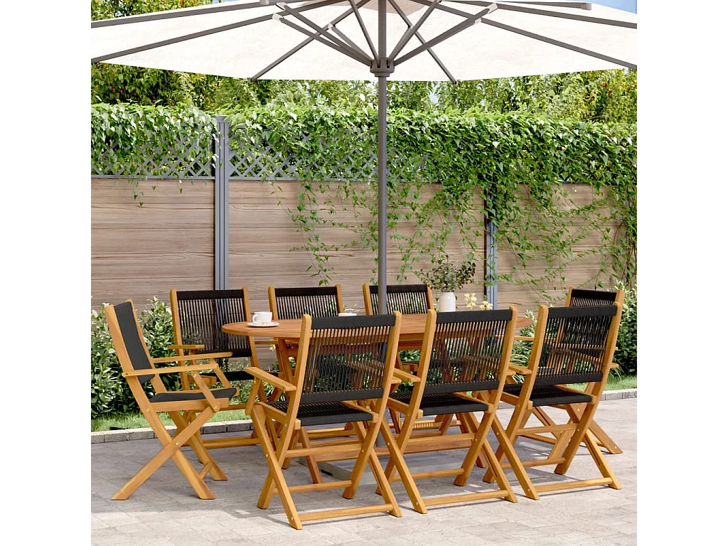 Klappbare Gartenstühle 8er-Set aus schwarzem massivem Akazienholz