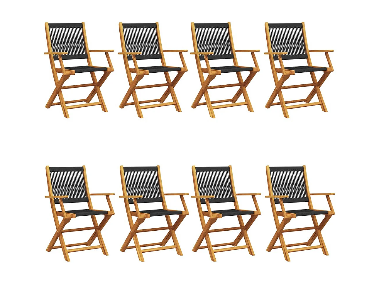 Klappbare Gartenstühle 8er-Set aus schwarzem massivem Akazienholz