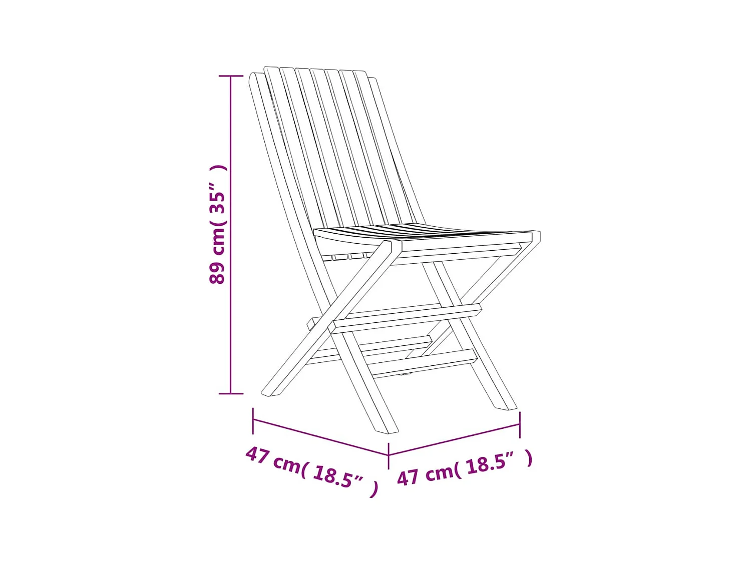 Opvouwbare tuinstoelen set van 2 47x47x89cm massief teakhout