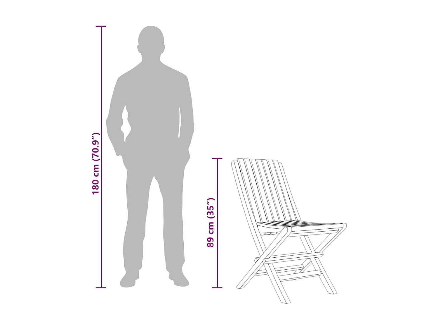 Chaises de jardin pliantes lot de 2 47x47x89cm bois massif teck