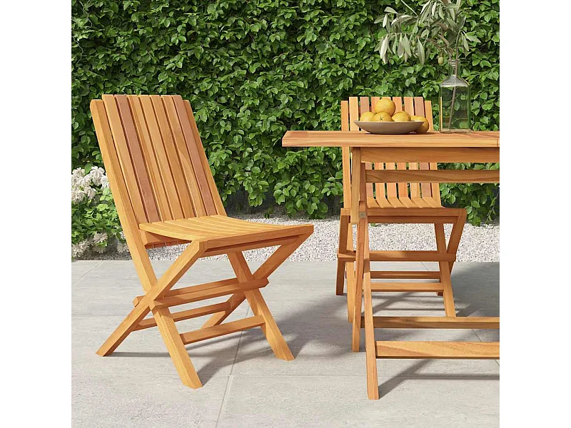 Chaises de jardin pliantes lot de 2 47x47x89cm bois massif teck