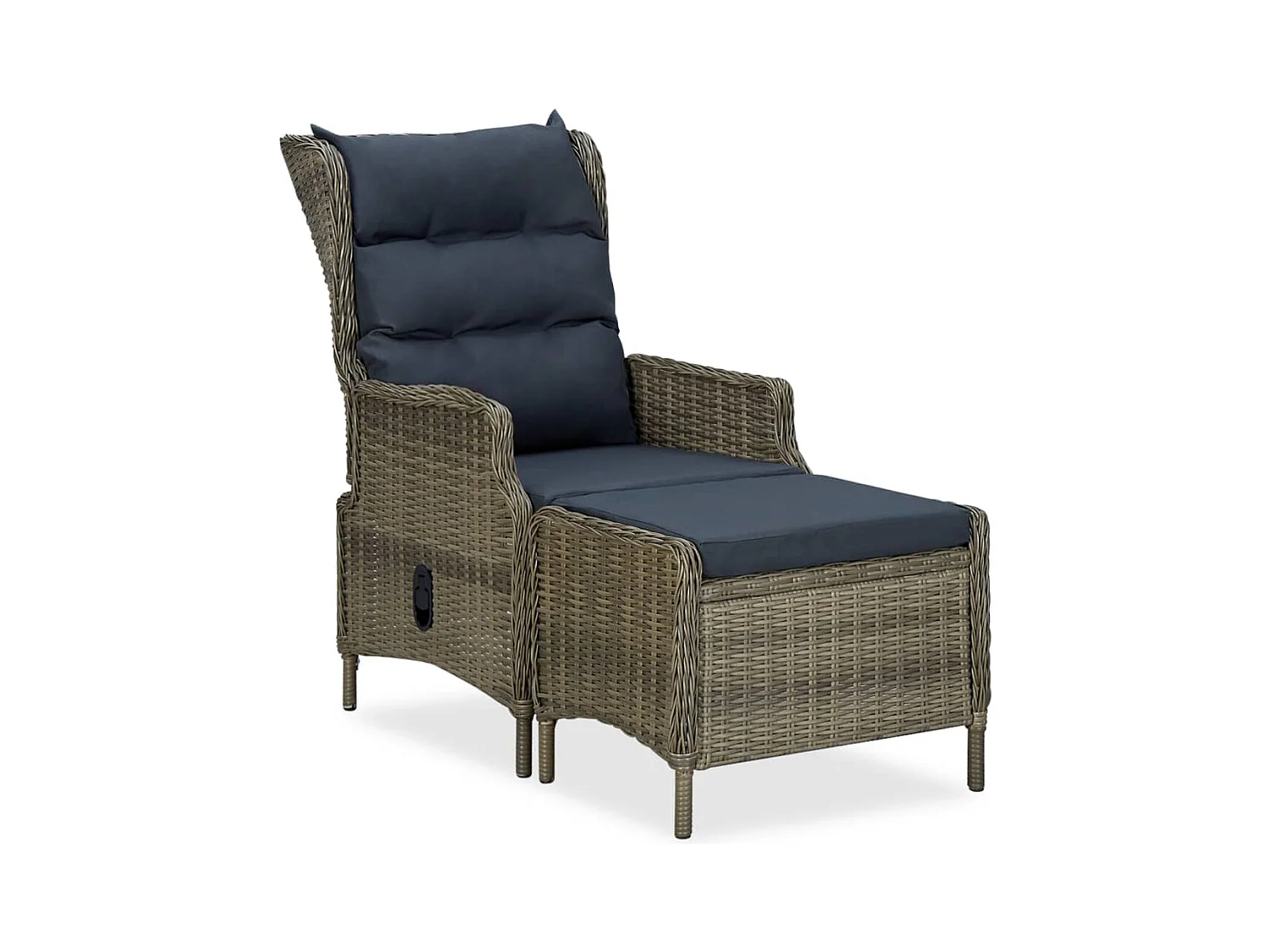 Liggende tuinstoel met kruk Bruin gevlochten hars