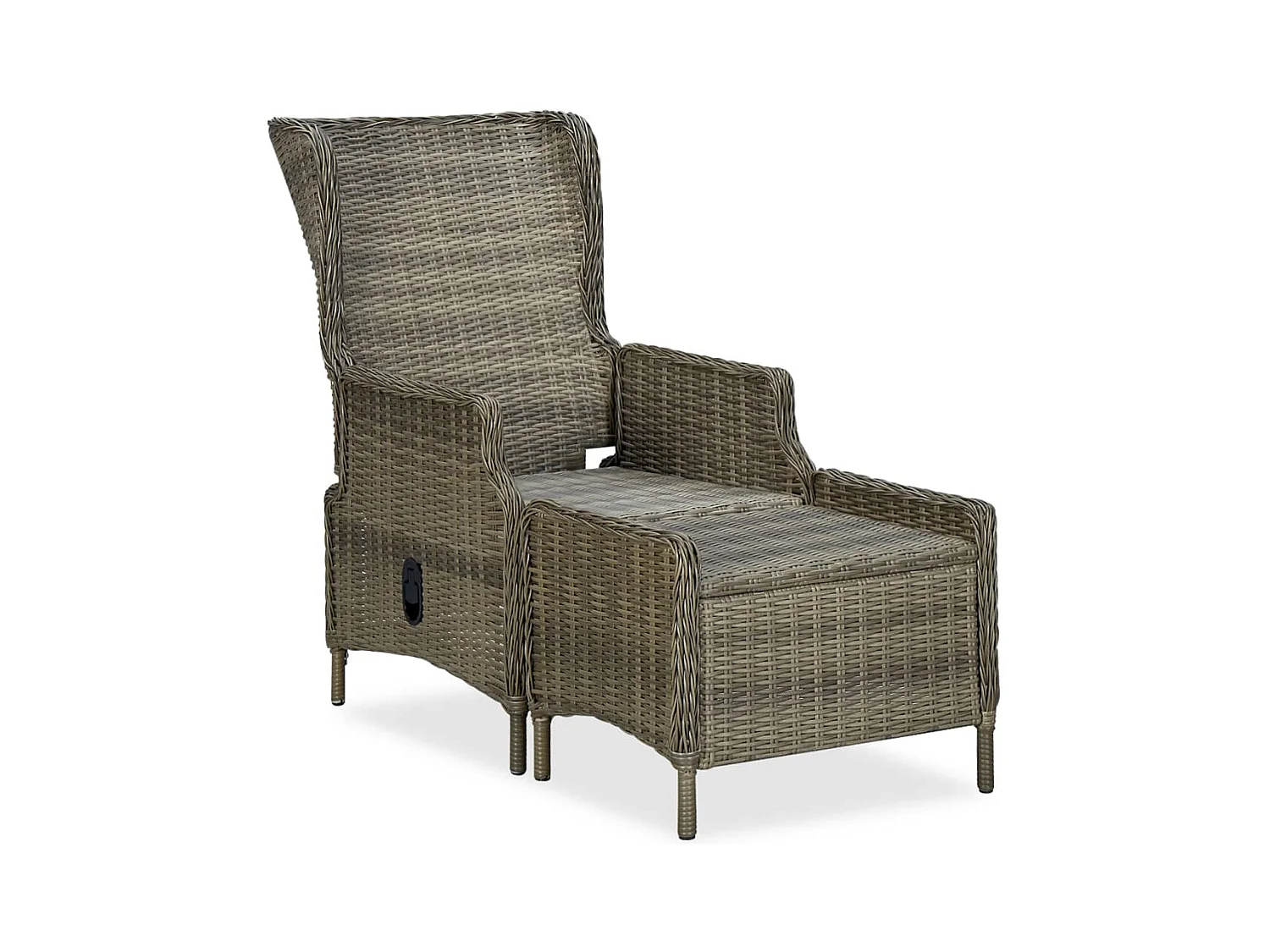 Liggende tuinstoel met kruk Bruin gevlochten hars